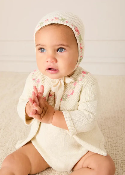 Wildflower Embroidered Bonnet in Cream BONNETS from Pepa London