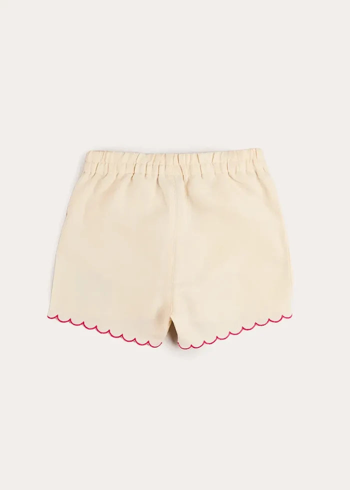 Wildflower Embroidered Scallop Edge Shorts in Cream (4-12yrs) SHORTS from Pepa London