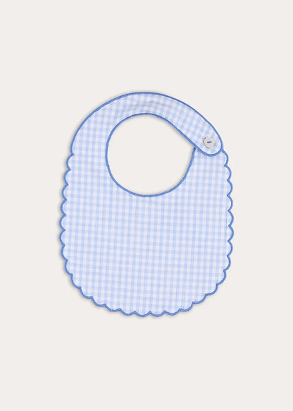 William Check Scallop Edge Bib in Blue Accessories from Pepa London