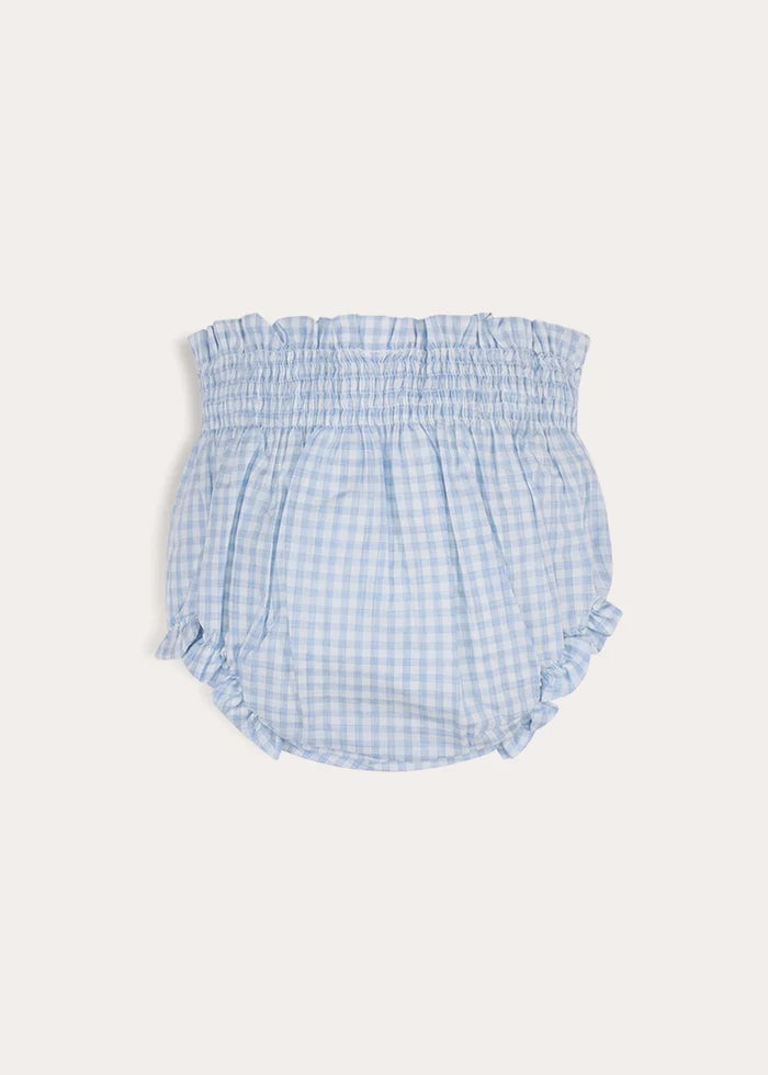 William Check Smocked Bloomers in Blue (3-12mths) Bloomers from Pepa London