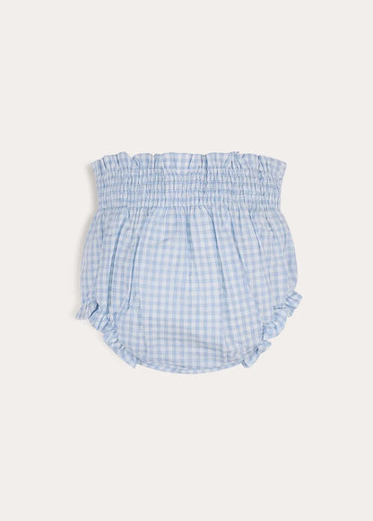 William Check Smocked Bloomers in Blue (3-12mths) Bloomers from Pepa London