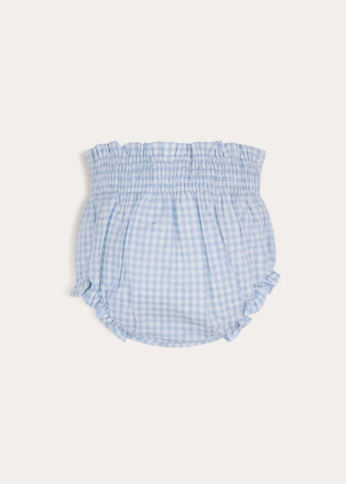 William Check Smocked Bloomers in Blue (3-12mths) Bloomers from Pepa London