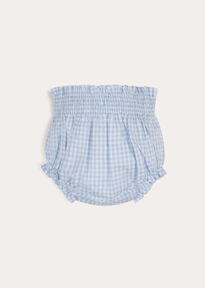 William Check Smocked Bloomers in Blue (3-12mths) Bloomers from Pepa London