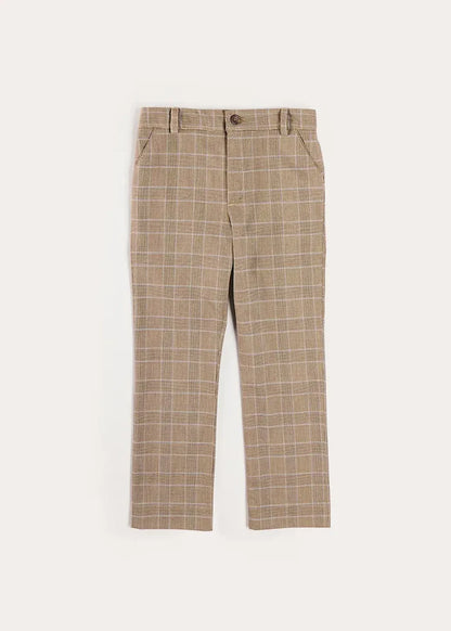 Wilton Check Pocket Detail Trousers in Beige (4-10yrs) TROUSERS from Pepa London