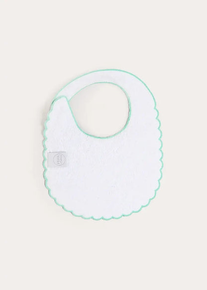 Wimbledon Stripe Scallop Edge Lined Bib in Green ACCESSORIES from Pepa London