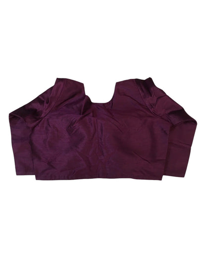 Wine - Silky Saree blouse with cups,  Long Sleeves, High Back - 38" - UK Stock - Quick Delivery - RNK - R231F-A