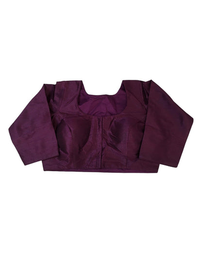 Wine - Silky Saree blouse with cups,  Long Sleeves, High Back - 42" - UK Stock - Quick Delivery - RNK - R231F-A