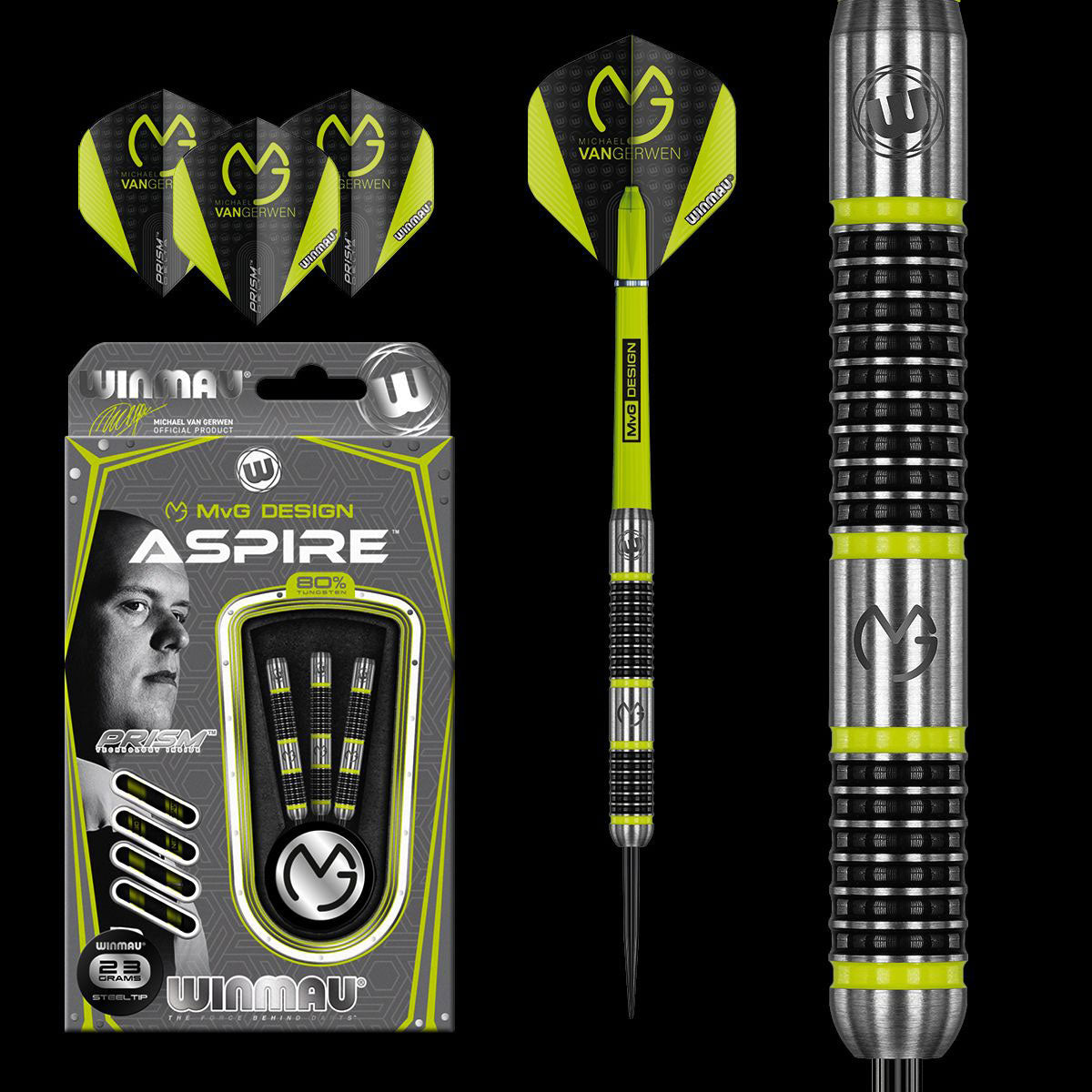 WINMAU MVG Aspire Darts - 80% Tungsten - 23g