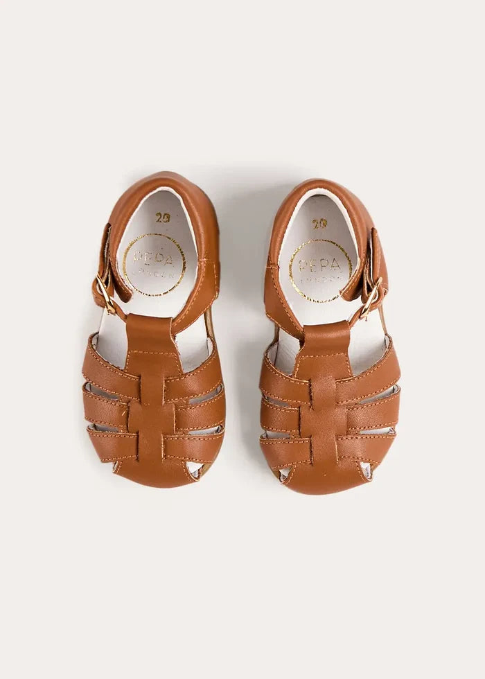 Woven Leather Fisherman Sandals in Brown (20-27EU) SHOES from Pepa London