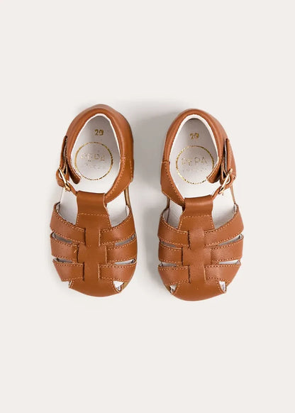 Woven Leather Fisherman Sandals in Brown (20-27EU) SHOES from Pepa London
