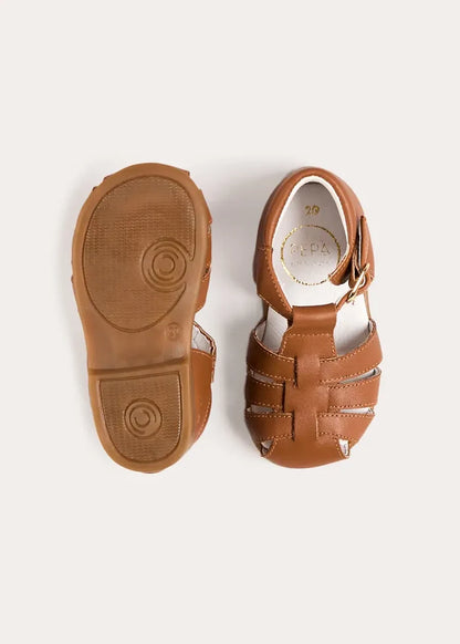 Woven Leather Fisherman Sandals in Brown (20-27EU) SHOES from Pepa London