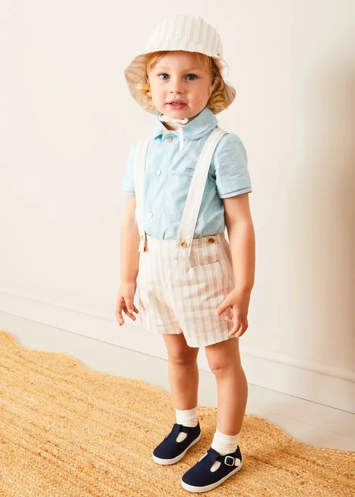 Woven T-Bar Baby Shoes in Navy (20-26EU) SHOES from Pepa London