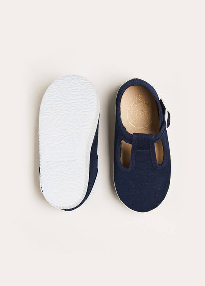 Woven T-Bar Baby Shoes in Navy (20-26EU) SHOES from Pepa London