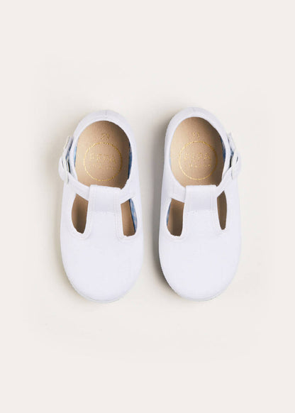 Woven T-Bar Baby Shoes in White (20-26EU) SHOES from Pepa London