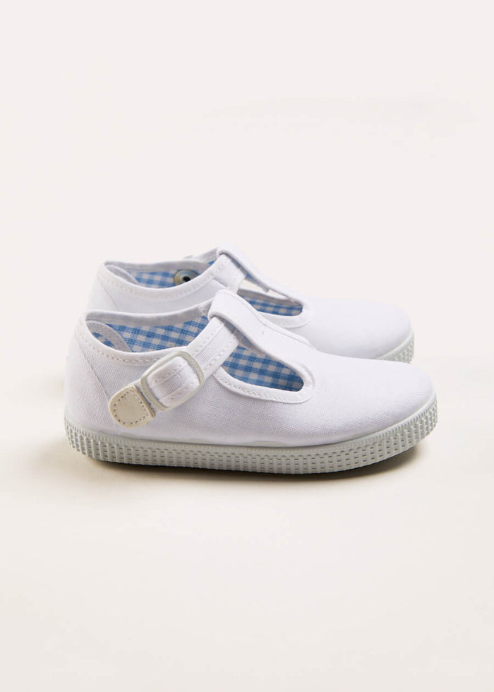 Woven T-Bar Baby Shoes in White (20-26EU) SHOES from Pepa London