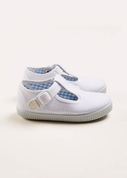 Woven T-Bar Baby Shoes in White (20-26EU) SHOES from Pepa London