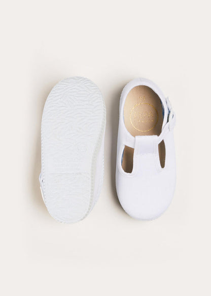 Woven T-Bar Baby Shoes in White (20-26EU) SHOES from Pepa London